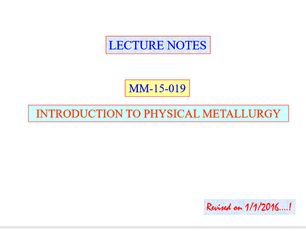 Basic metallurgy pdf